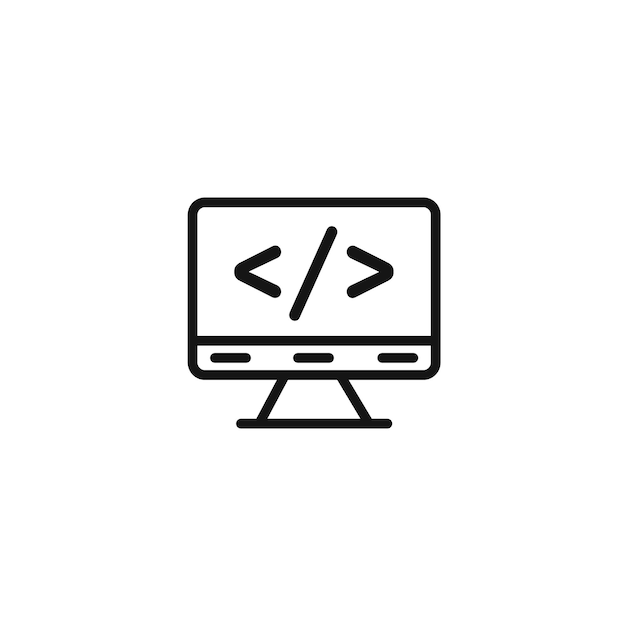 コーディングプログラム アイコン アウトライン コレクション ブラック
