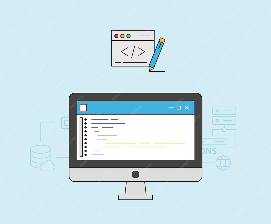 Premium Vector | Coding programming illustration set html css script ...