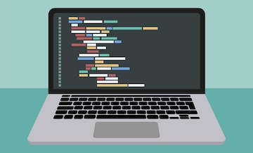 Premium Vector | Coding and programming software on window laptop ...