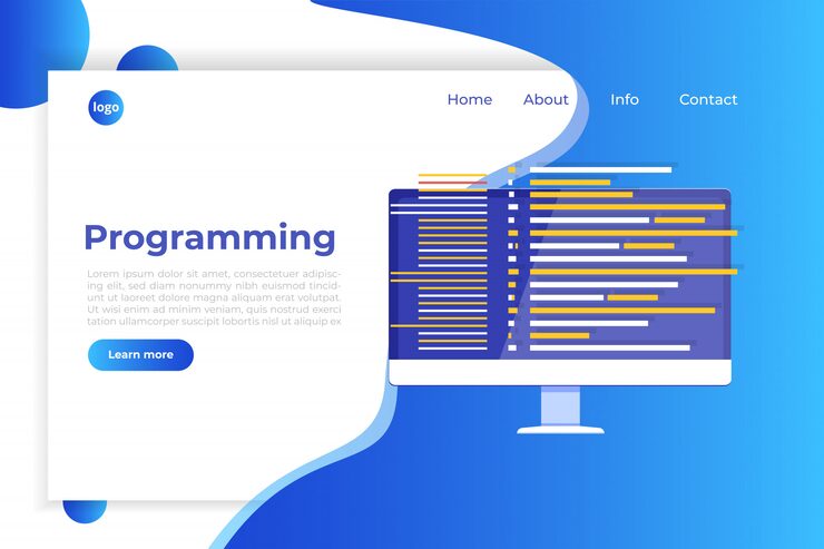 Vector coding, software development, programming, program code on screen