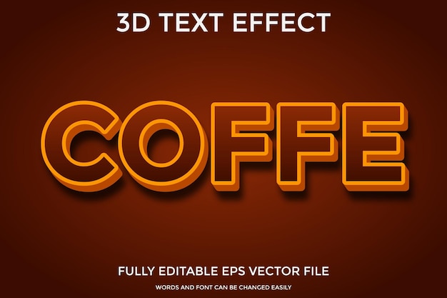Coffe 3d редактируемый текстовый эффект премиум eps с фоном