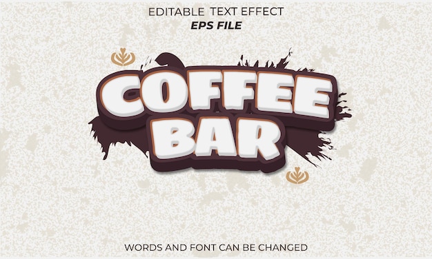 Vector coffe bar text effect font editable typography 3d text