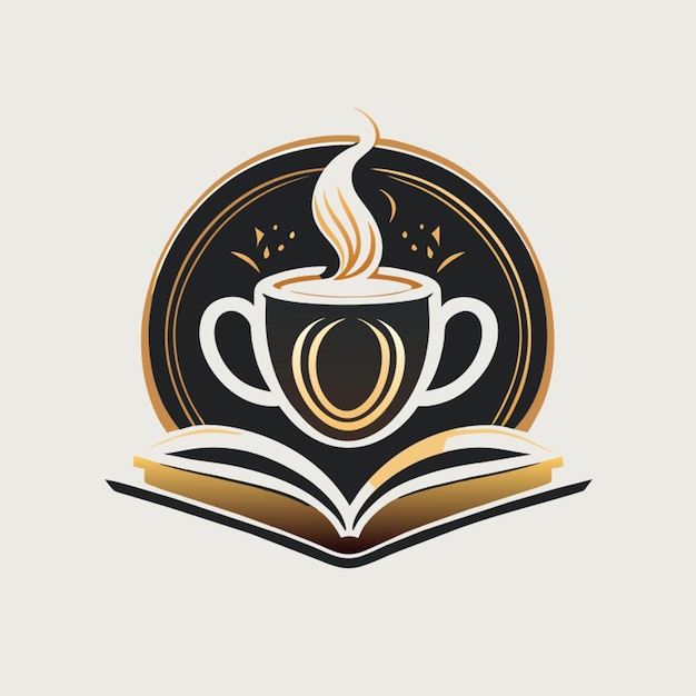 coffe and book logo designer vector illustration