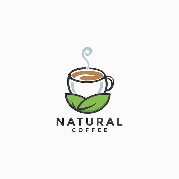 Coffe cup nature leaf logo icon