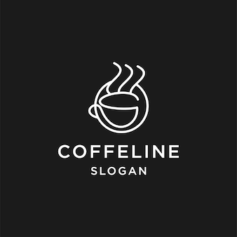 Icona di arte della linea del logo del caffè in backround nero