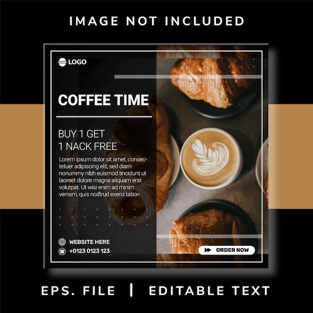 コーヒーショップのソーシャルメディアのプロモーションとinstagramのバナー投稿のデザイン