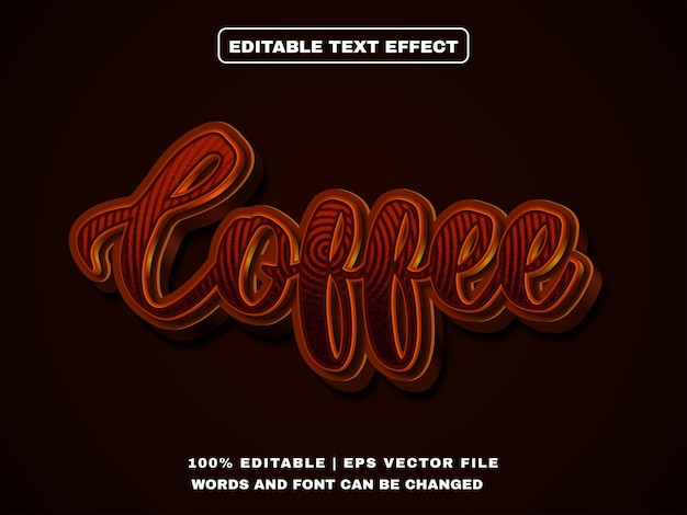 Vector coffee 3d editable text effect text mockup