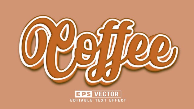 File vettoriale di effetto testo modificabile 3d caffè con sfondo carino