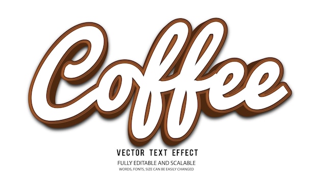 Coffee 3d editable text effect vector with cute background