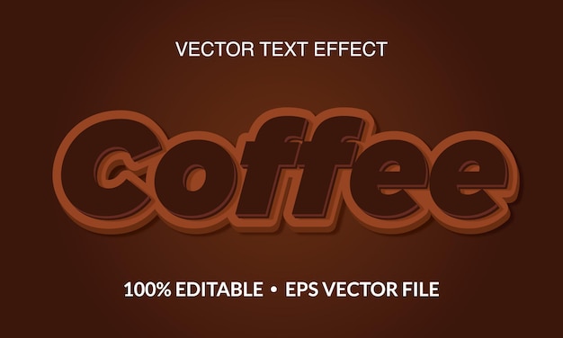 コーヒーの3D編集可能なテキスト効果