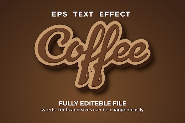 Coffee 3d style editable text effect premium vector