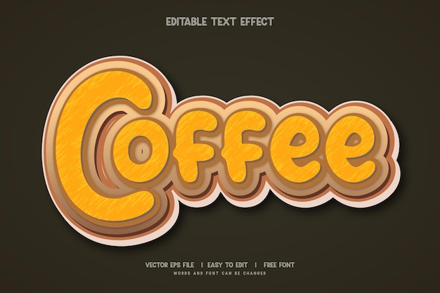 Coffee 3D text effect and editable text Brown template 3D style use for business title