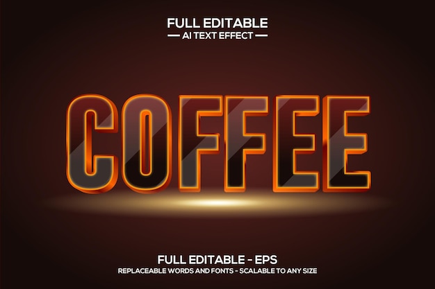 Coffee 3D text effect editable