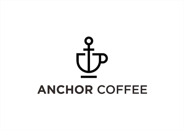 Illustrazione vettoriale del design del logo dell'ancora del caffè