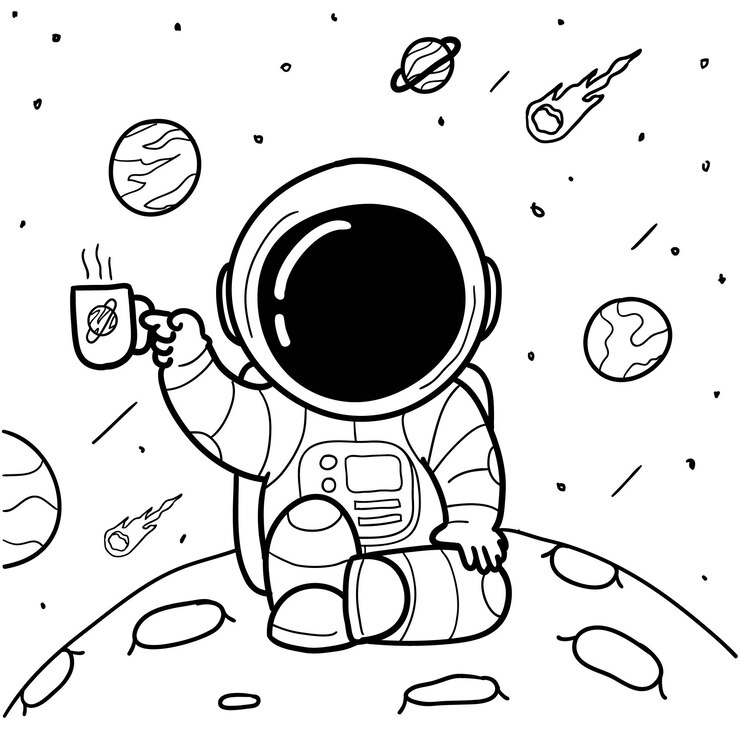 Кофе астронавтов рисованной