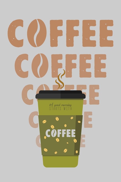 Coffee background. Coffee. Set. Coffee and coffee cup. Seamless vector pattern (background).
