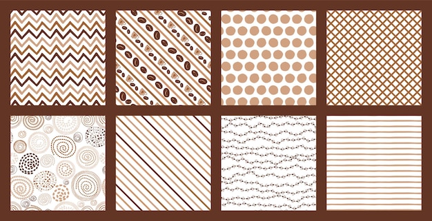 コーヒー背景のシームレスなパターン セット手描きコーヒー テクスチャ ビンテージ豆デザイン ベクトル印刷