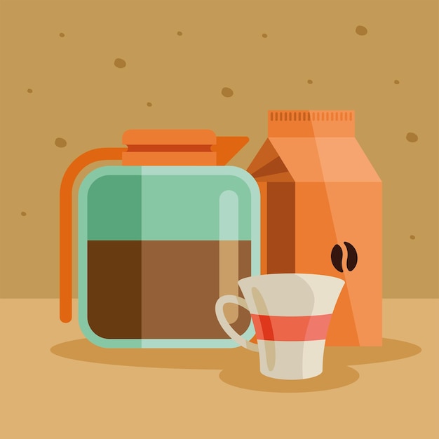 Vector coffee in bag and teapot