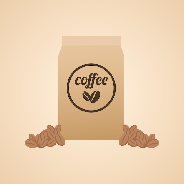 Coffee bag with beans vector illustration