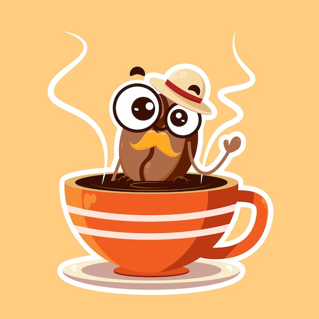 Vector coffee bean cartoon character