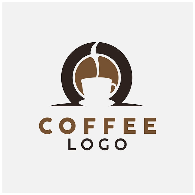Tazza di caffè in grani con fumo per il design del logo cafe shop bar barista