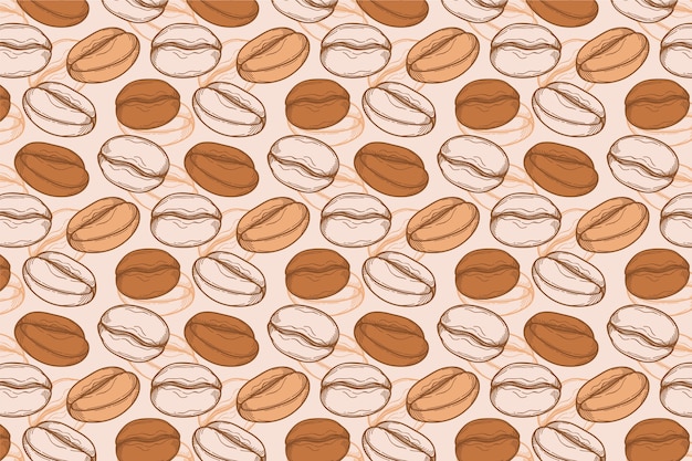 Vector coffee bean drawing pattern