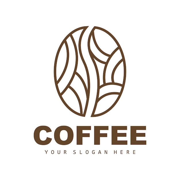 Coffee bean drink logo design in brown color vector illustration