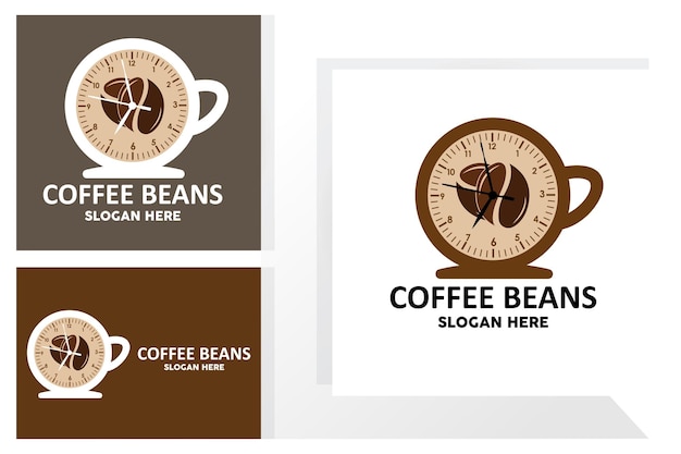 茶色の色のベクトル図でコーヒー豆飲料のロゴのデザイン