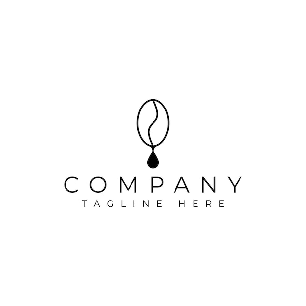 Дизайн логотипа капли кофе в зернах