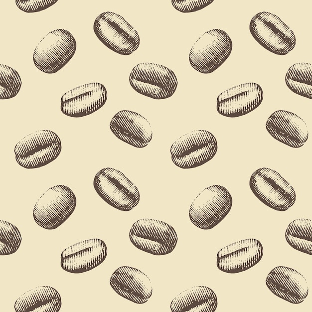 Vector coffee bean hand-drawn seamless pattern background