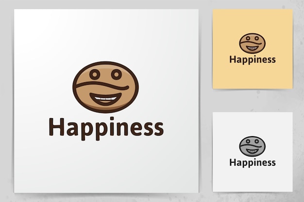 Vector coffee bean, happy emoticon, coffee shop logo logo designs inspiration isolated on white background