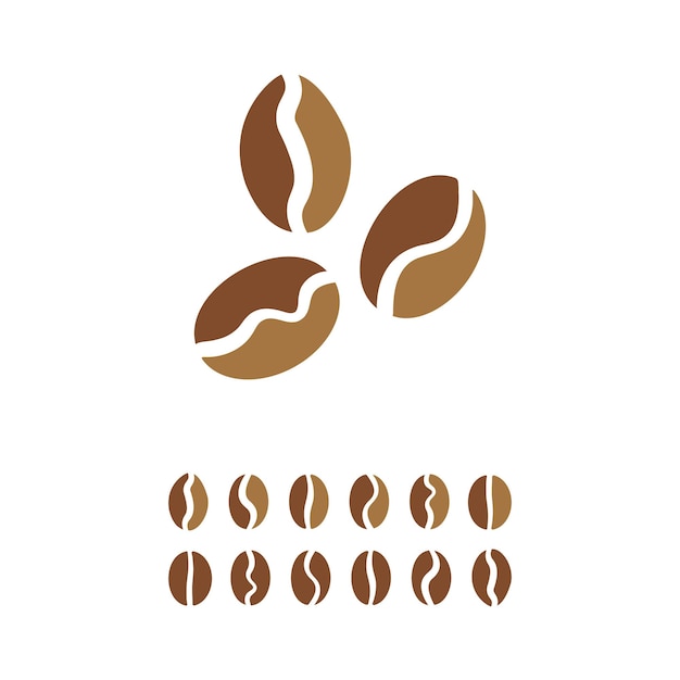 Icona del chicco di caffè vari tipi di chicchi