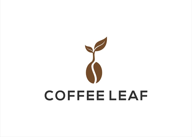 커피 콩 잎 성장 로고 디자인 벡터