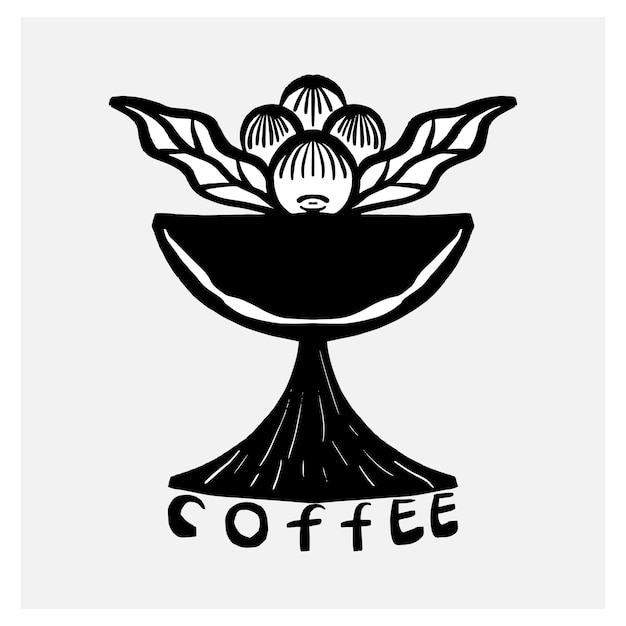 추상 스타일의 커피 콩 및 잎 그림