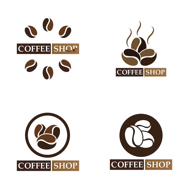 커피 콩 로고 및 기호 상점 이미지 벡터