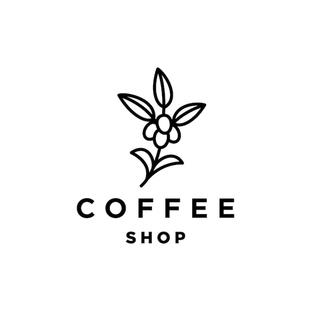 커피 콩 로고 coffeeshop 공장 지점 hipster 최소한의 로고 벡터 잎 간단한 라인 개요