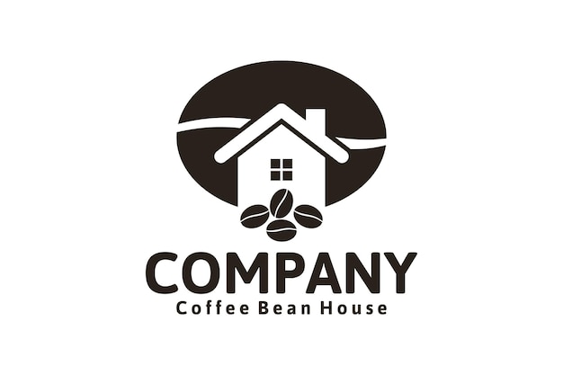 Coffee bean logo design with house, logo inspiration