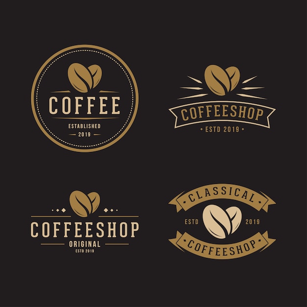 Вектор Набор кофейных зерен с логотипом