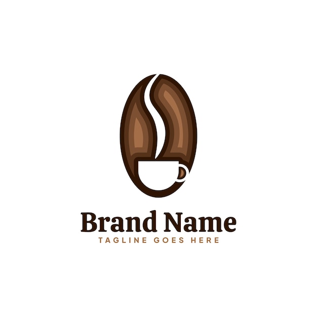 Логотип кофейных зерен с чашкой