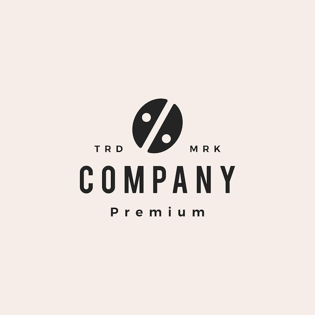 Coffee bean percent hipster vintage logo vector icon illustration