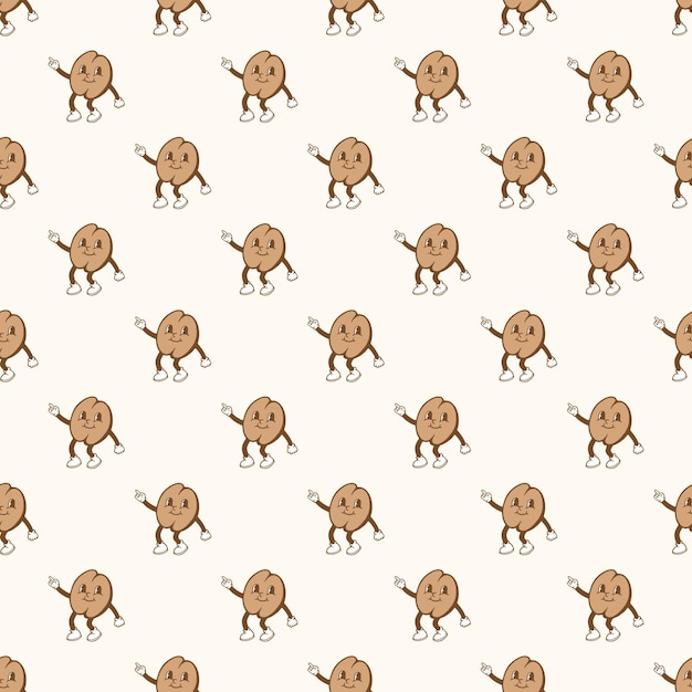 Vector coffee bean seamless pattern retro style