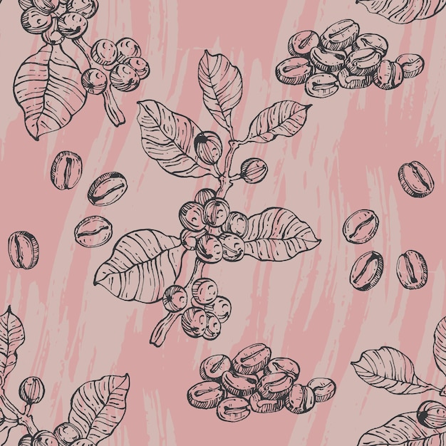 Vector coffee bean seamless pattern