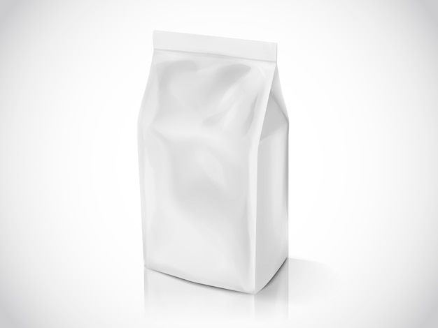 coffee bean or tea leaves bag,  illustration bag  template for  uses, pearl white foil bag