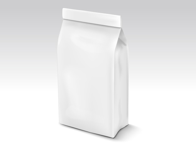 coffee bean or tea leaves bag,  illustration bag  template for  uses, pearl white foil bag