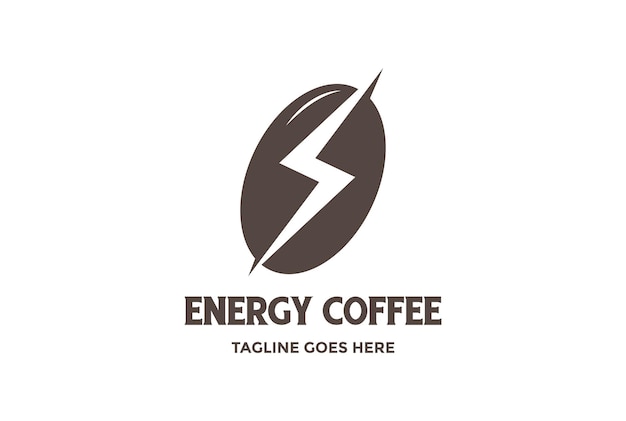 Coffee Bean with Electric Light Power Energy for Cafe Bar Shop Logo Design