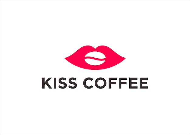 coffee bean with woman lips logo design vector illustration