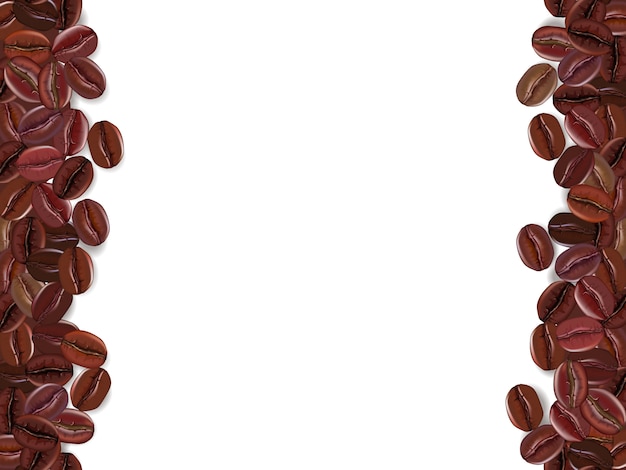 Coffee beans background collection with white area for copy space.