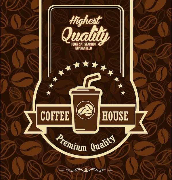 Coffee beans background with coffee label