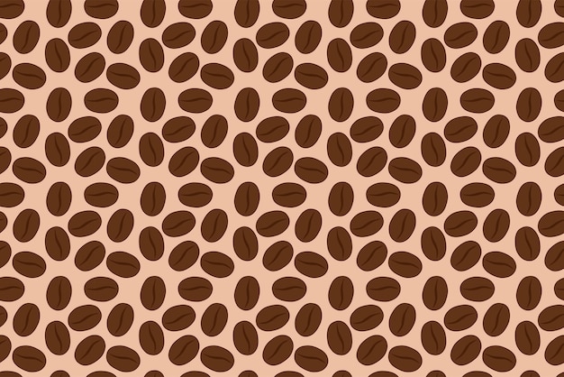 Vector coffee beans on a brown background.