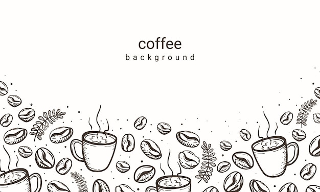 Vector coffee beans and coffee cup background